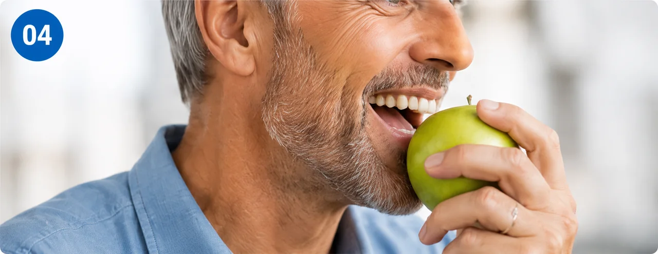 benefit-support-for-chewing.webp : Dental implant supporting comfortable chewing