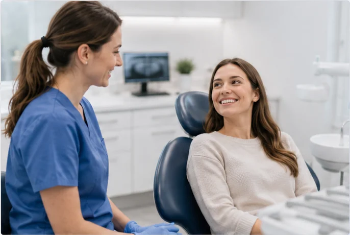 ipswich-dentist-patient-consultation Ipswich dentist speaking with a patient during a consultation.