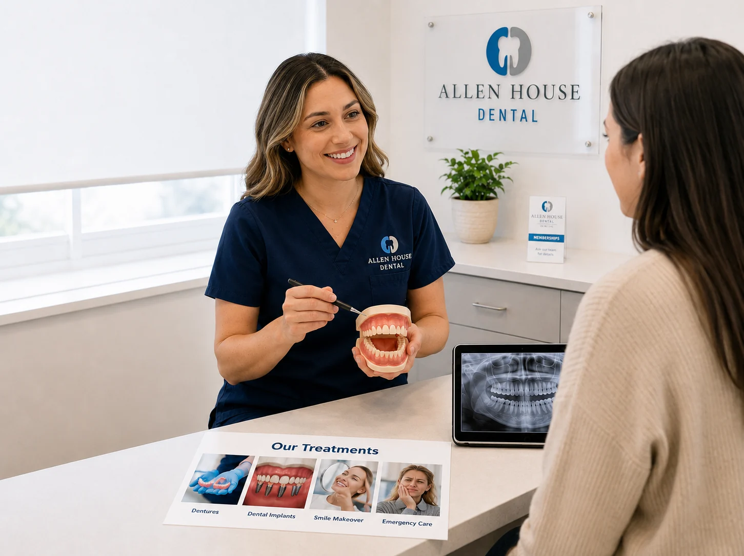 Dentist discussing treatment options with a patient